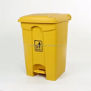 Biohazard bin 45litre rectangle HDPE yellow medical foot pedal plastic dustbin