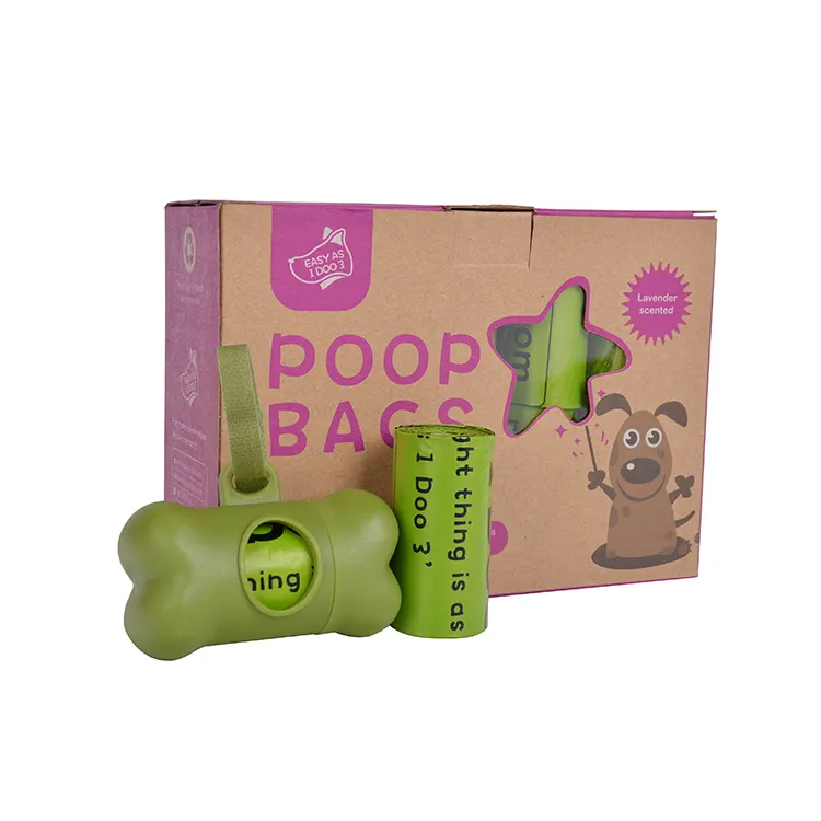 Risparmia il 25% duty 100% a prova di perdite biodegradabile cane di animale domestico dei rifiuti poop bags su un rotolo con ricariche dispenser