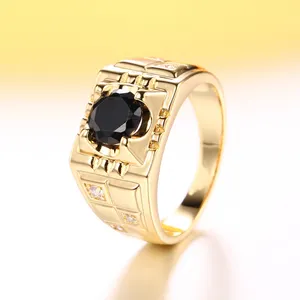 De moda Simple hombres barato piedra anillos de oro Rng negro piedra de Plata de Ley 925 anillo de plata de la joyería anillo de Piedra Negro para los hombres