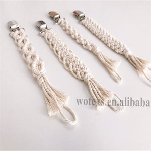 BP005 בריא ובטוח בעבודת יד ארוג כותנה תינוק מוצץ שרשרת ידידותית לסביבה Boho מקרמה מוצץ קליפ - Product Image 4