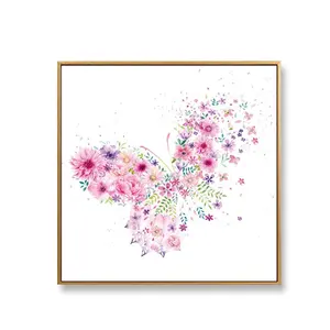 Watercolor Flowers Butterfly Wall Art Framed Canvas Prints Painting