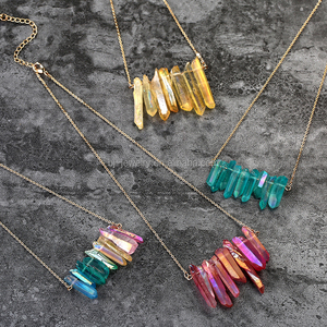 الصيف الساخن بيع الكريستال الكوارتز <span class=keywords><strong>Druzy</strong></span> بار قلادة المختنق قلادة - Product Image 1