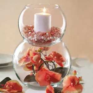 可爱的桌子经济花瓶装饰/圆鱼缸碗蜡烛台焦点/批发活动装饰桌玻璃器皿