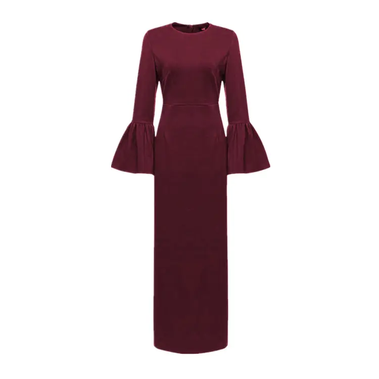 Desain Terbaru Pakaian Turki Gaun Jubah Baru Mode Timur Tengah Tersedia Warna Polos Lengan Bell Maxi Baju Muslim Wanita