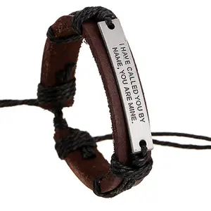 large stock New metal charms leather wrap bangles genuine leather cord wrap wristband wrap around leather bracelet