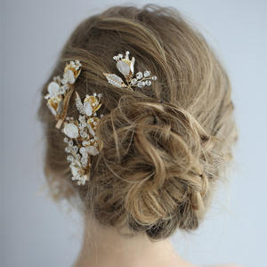 Ameliebridal or Champagne peint bourgeon cristal fleur fille épingles à cheveux pince à cheveux boucle d'oreille mariage accessoires de cheveux vente en gros chine - Product Image 2