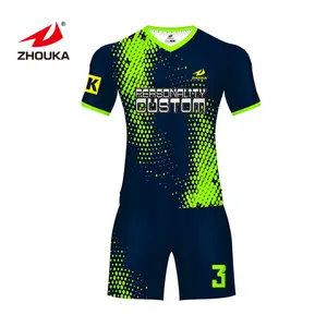 Wholesale Cheap Club and Team Latest Designs Youth Sublimated Neon Green Soccer Uniform Set Custom football jersey