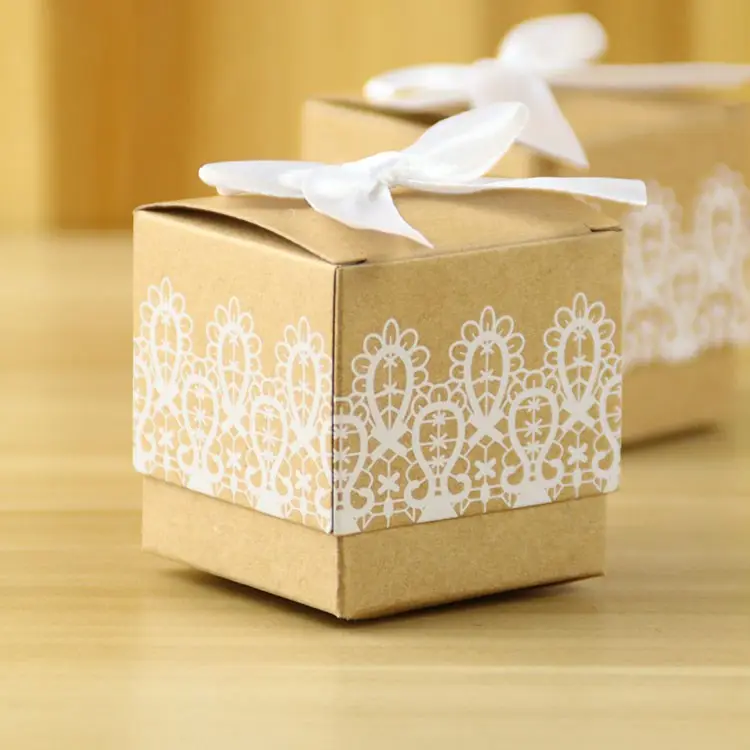 Popular wedding favor kraft small return gift candy box packaging