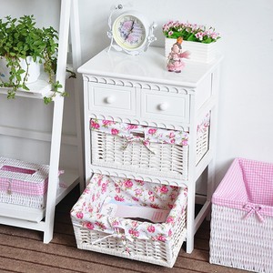 Panier blanc en bois commode chambre minable tables de chevet salle de bain meubles de rangement armoires de salon - Product Image 4