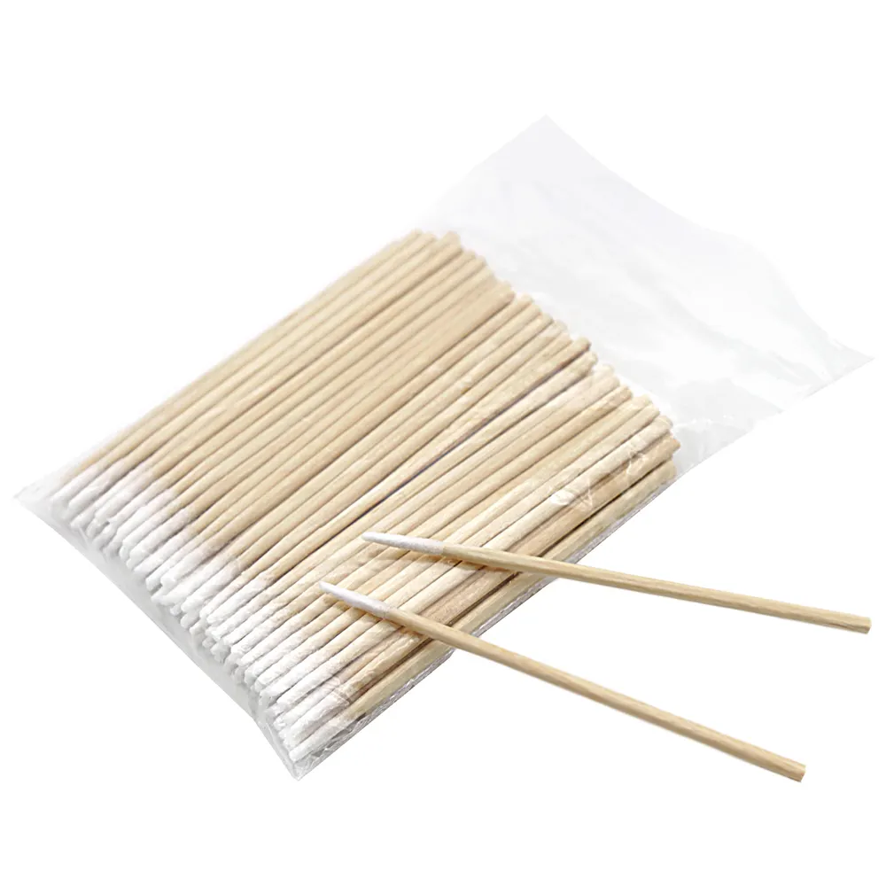 Disposable one Head Cotton Swabs pointed tip wooden stick cotton swab