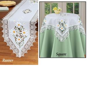 Tessuto di raso fiore tovaglia ricamata e tenda con pizzo e intaglio - Product Image 3