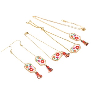 Moyamiya Miyuki perles personnalisé fleur Pentagone japonais <span class=keywords><strong>mariage</strong></span> ensemble de bijoux en gros mode collier Bracelet boucle d'oreille - Product Image 1
