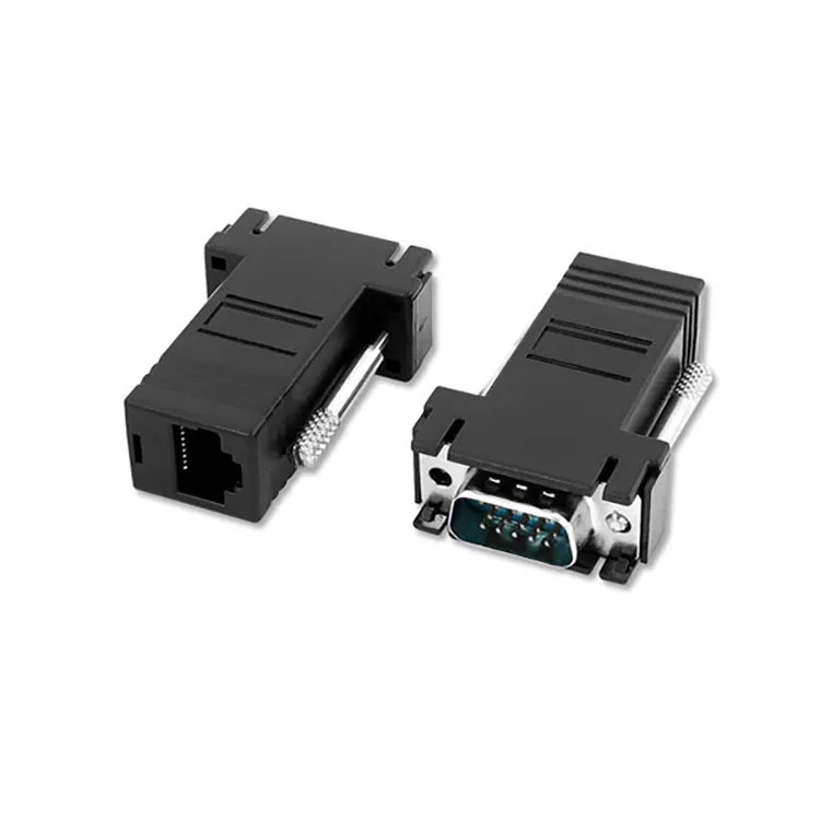 8P8C RJ45 cat5e soket wanita ke 9 pin seri DB9 steker Male adaptor ethernet