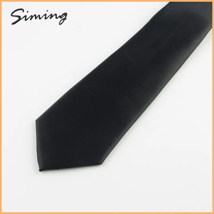 Quality Ties Factory Direct Customized High-grade Cheap Polyester Designable Mens Pure Black 7cm Neck Ties