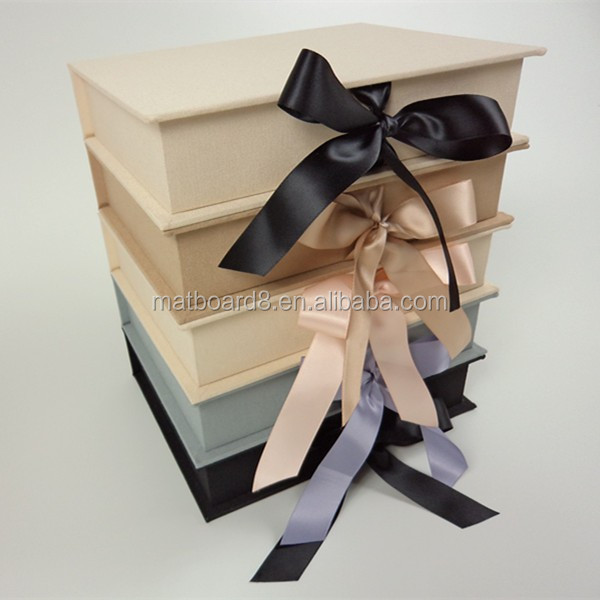Square Linen Paper Box for Wedding Album 320x320mm Folio Storage Box