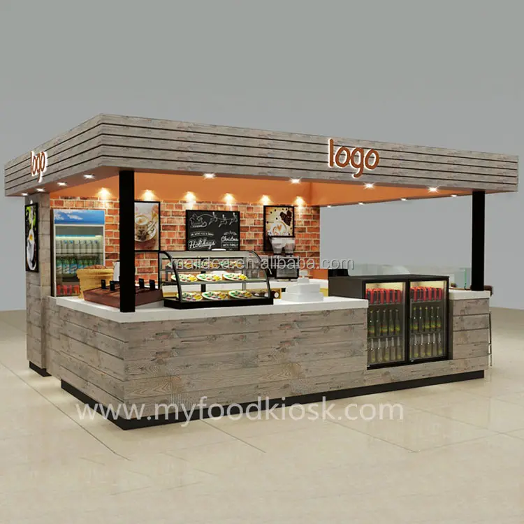 rustic and classic mall coffee kiosk with attractive roof