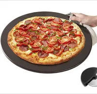 غير اللطخة الخبز الحجارة السوداء السيراميك حجر بيتزا 13 "15" للفرن ، شواء شواء مع آلة قطع البيتزا