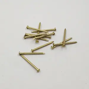 Chinese fastener factory yellow brass plated round head bright shank common steel nails