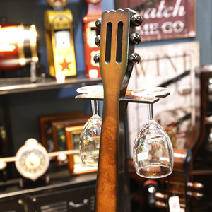7 şişe Vintage ekran gitar şekli rustik ahşap sandık taşıyıcı - Product Image 3