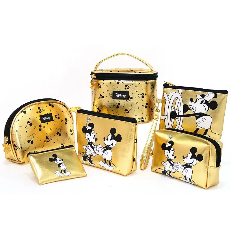 Disney PU Golden ชุดเครื่องสำอางค์แต่งหน้ากระเป๋าเหรียญ Key กระเป๋า