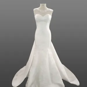 Satin Fabric Wedding Dress 2020 Mermaid Sleeveless With Detachable Train Bow Sash Appliqued Bridal Dresses