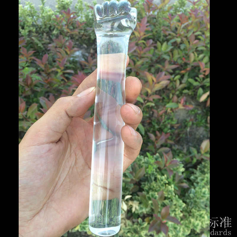 Big Fist Shape Glass Anal Plug - Long Stick Butt Plug