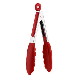 Kitchen and Cooking Locking 7-inch Silicone Mini Tongs for salad Sugar food serving