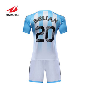 Completo da Calcio Blu e Bianco, Nuovo Design, Set di Maglie da Calcio Personalizzate con Sublimazione - Product Image 3