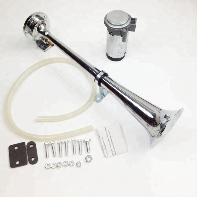 Chrome Single Trumpet 135db Kit W/12v H.D. Compressor Air Horn