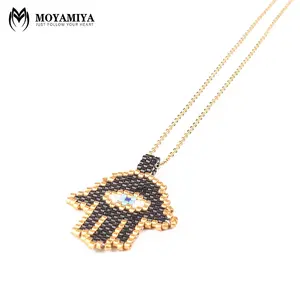 Moyamiya jewelry necklace miyuki beads hamsa fatima hand lucky palm powerful amulets Arabic