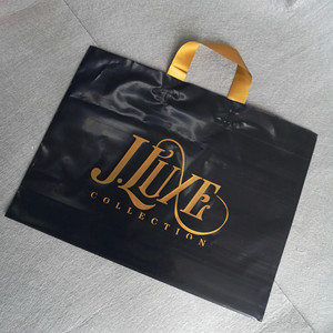 Custom Design Large Size Black <strong>Bag</strong> With Gold Logo Printed LDPE/HDPE <strong>Soft</strong> <strong>Loop</strong> <strong>Handle</strong> <strong>Bag</strong> <strong>for</strong> Clothing - Product Image 2