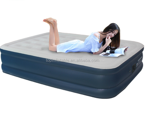 Auto inflable flocado tamaño Queen muebles para el hogar bomba incorporada colchón de cama de aire portátil con batería extraíble - Product Image 1