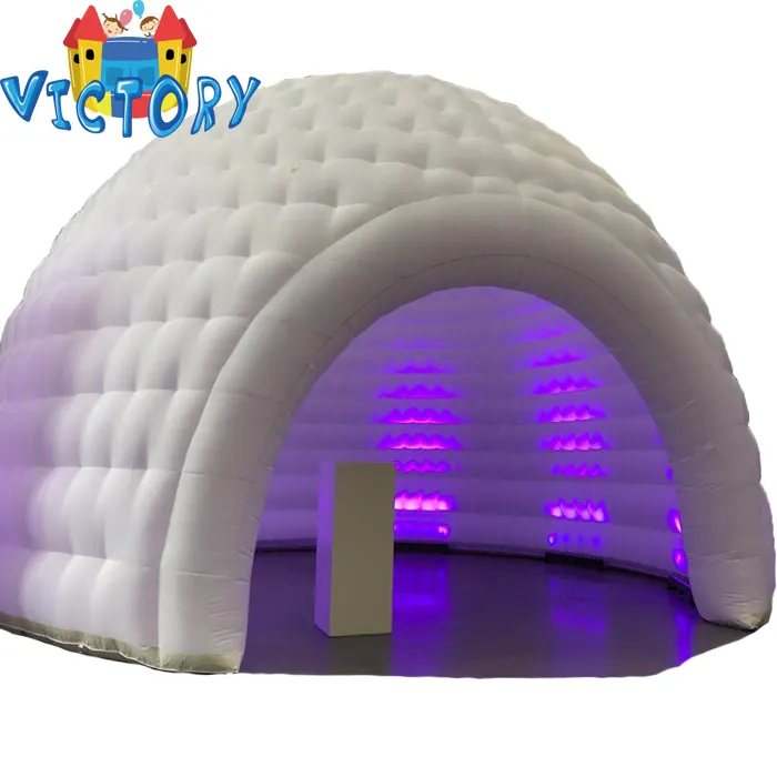 Tente gonflable blanche de grande dôme 5x10 mètres, igloo avec tunnel, meilleure bâche en PVC de l'usine gonflable