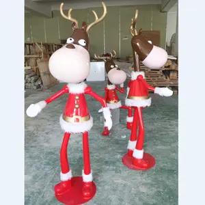 Стекловолоконный красный танцующий олень для Рождественского украшения