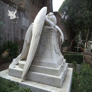 Nuova Statua di Angelo Piangente in Pietra Scolpita, Statua di Angelo Piangente in Marmo Naturale per Cimitero - Product Image 2