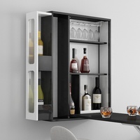 Comptoir de bar pliable moderne au design américain élégant, peinture mate noire et blanche, mini-bar, armoire