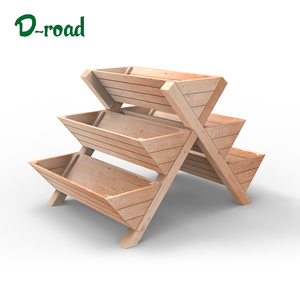 Outdoor multistep wooden garden planter box