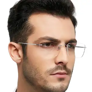 Ready Stock Glasses Flexible Titanium Ultralight Rimless Eyeglasses Brand Glasses Square Eyeglasses Frames