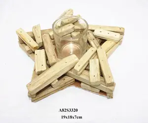 2024 NEW Custom Natural wood twig star candle stand for christmas,christmas wood star shape candle holders