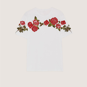 Ordine all'ingrosso Nature 100% Cotone Bianco Rosa Ricamato Dimagrisce Mens T Shirt - Product Image 4