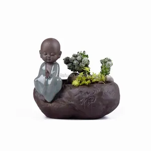 Personalizzato di Vendita Calda Piccolo Monaco Statua Mini Fiore Piccola Pianta Vasi di Ceramica Succulente Planter Pot