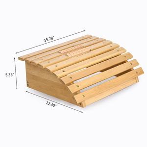 Reposapiés de bambú, taburete de pie debajo del <span class=keywords><strong>escritorio</strong></span>, reposapiés con rodillos masajeadores para oficina y hogar - Product Image 6