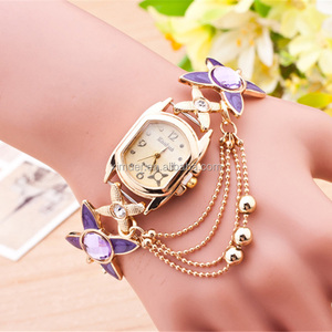 Pretty Fashion <strong>Bracelet</strong> Watch Gold <strong>Bead</strong> Chain Tassels Watches - Product Image 5