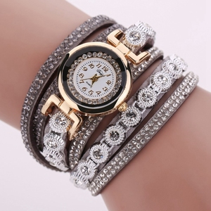 Moderno para mujer pulsera de pulsera reloj de cuarzo 40MM Correa con muchos diamantes 8 colores de dama de moda de cuero relojes de mujer