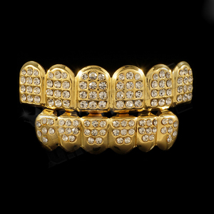 Grilles de dentition en diamant noir, bleu RTS, gros bijoux, couleur or, caddie plein, TG017 - Product Image 5