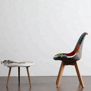 Wholesale Scandinavian Home Kitchen Restaurant Furniture Fabric <strong>Patchwork</strong> Beige <strong>Dining</strong> <strong>Chair</strong> with Wood Legs - Product Image 5