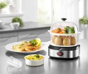 Olla Eléctrica Doble de Acero Inoxidable Negra, Mini Cocedor Automático de Huevos de <span class=keywords><strong>7</strong></span> Cuartos con Interruptor de Palanca, para Huevos Fritos y Asados en el Hogar - Product Image 1