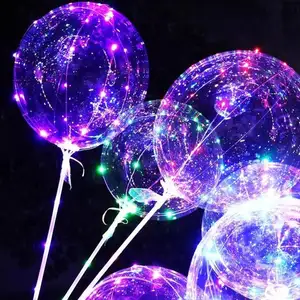 Globo de burbuja transparente de 20 pulgadas con tira Led, alambre de cobre, globos Led luminosos para decoración de boda, suministros para fiesta de cumpleaños