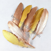 En gros Golden Goose Plumas Artisanat Rose/Or Rose Enduit D'oie Plume Plumes pour la Décoration De Mariage