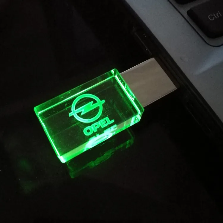 Custom USB 3.0 and 2.0 Crystal usb flash drives 8GB 16GB 32GB 64GB 128GB High speed Glass usb drives with led lights